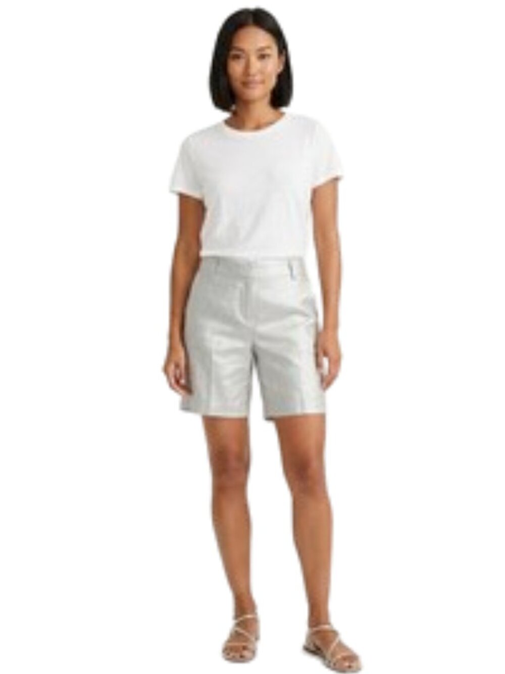 J. Crew SALE! 9.5" Shorts Linen Metallic Hue Flat Front City Fit Pockets, sz 6